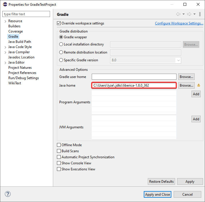 Screenshot of settings dialog