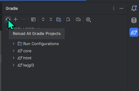 Screenshot of gradle tab