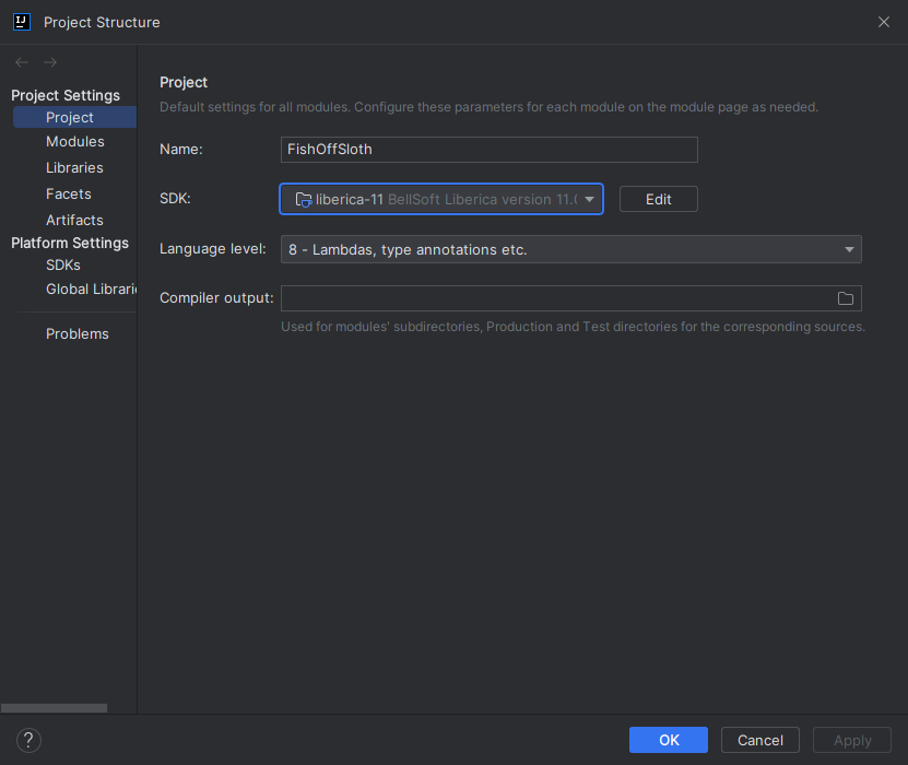Screenshot of project structure